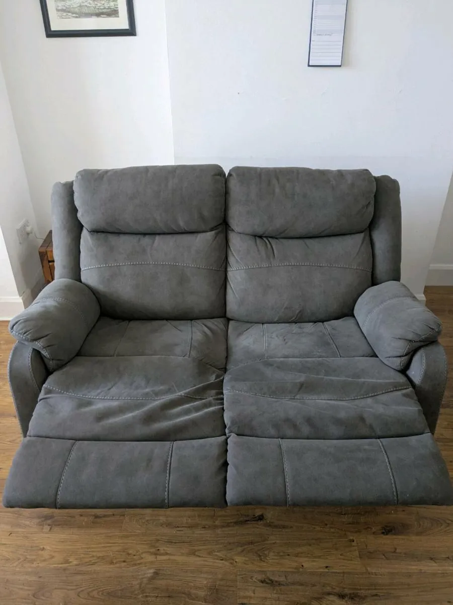 Two seater charcoal recliner sofa - Image 4