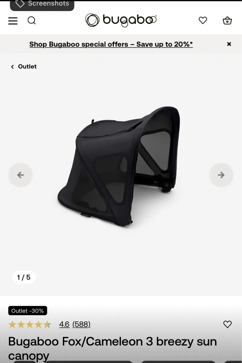 Bugaboo cameleon Fox lynx brand-new hood in swords - Image 2