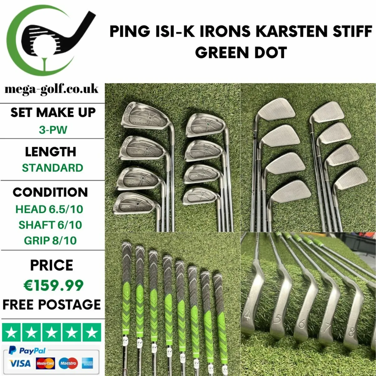 PING ISI-K IRONS / 3-PW / KARSTEN STIFF /GREEN DOT - Image 1
