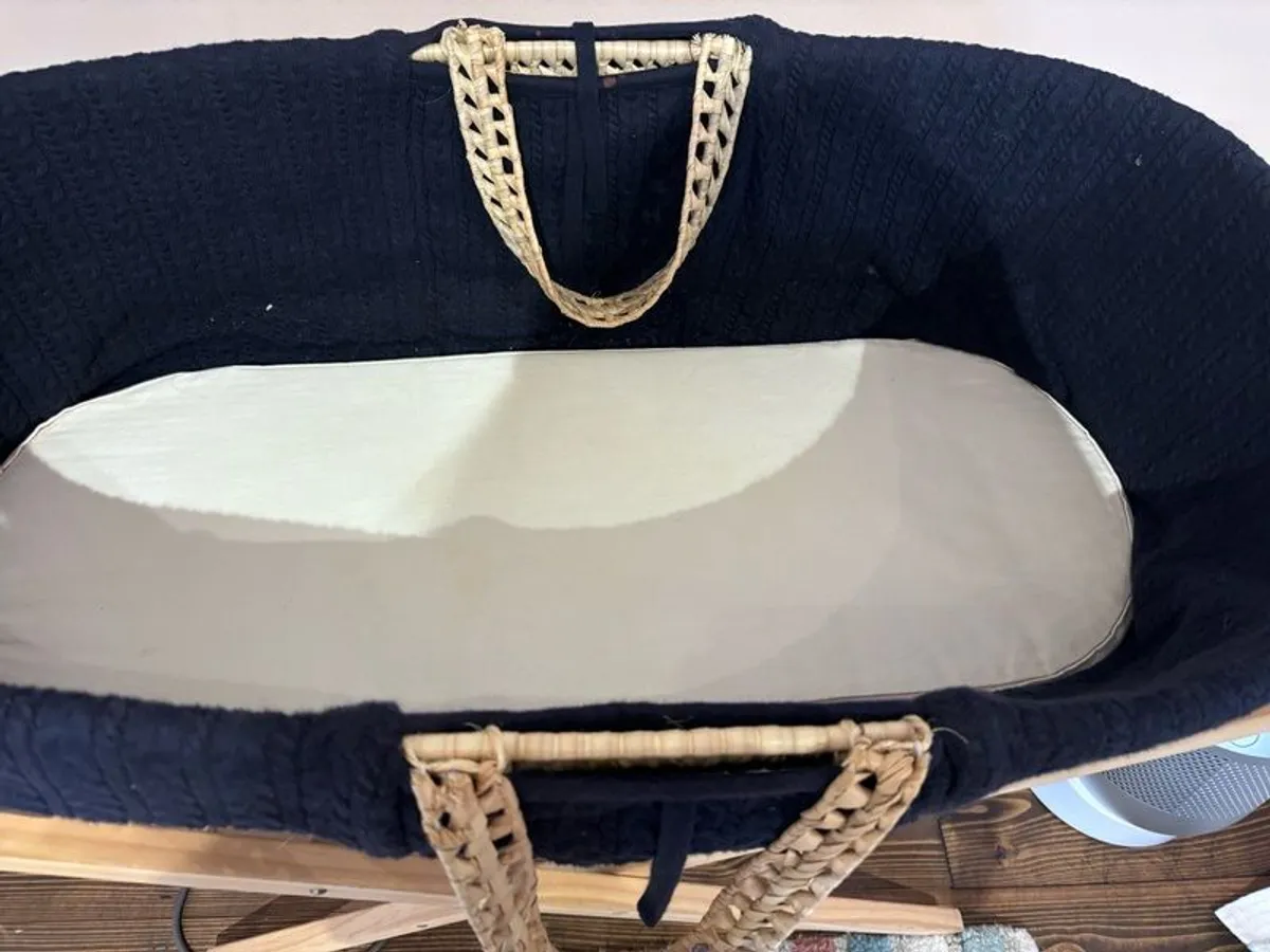 Baby moses basket, stand and mattress - Image 2