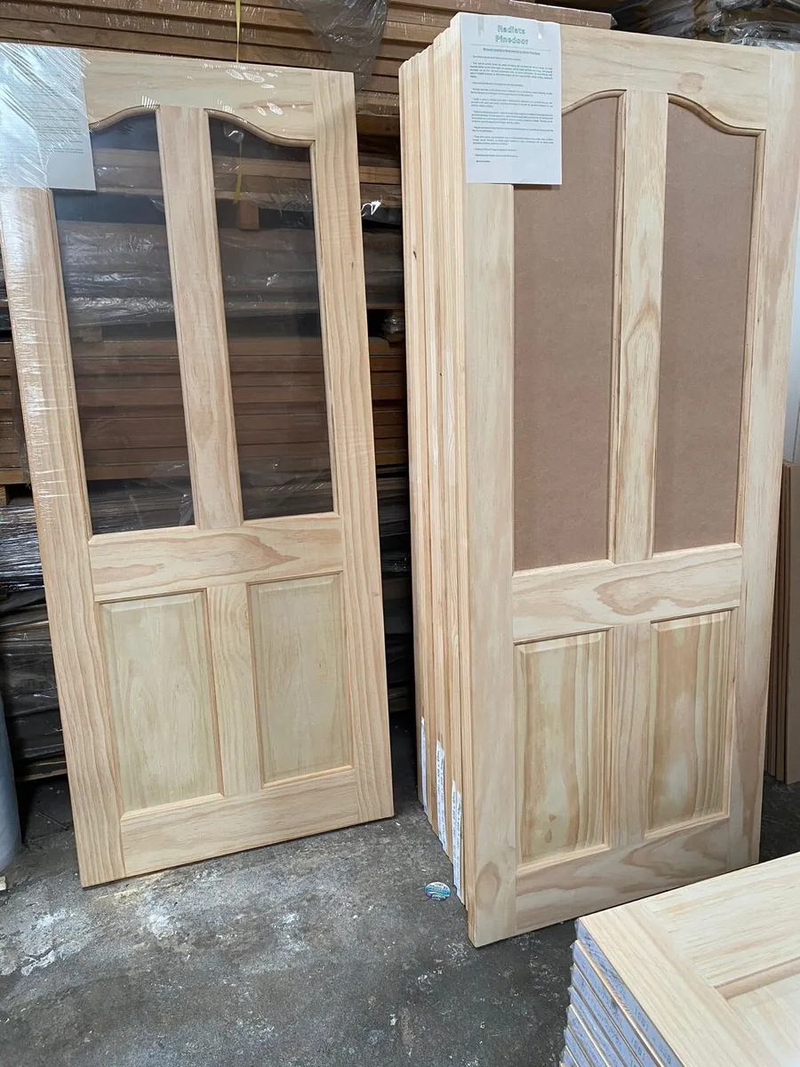 Solid core clear pine doors ready for prime! - Image 1