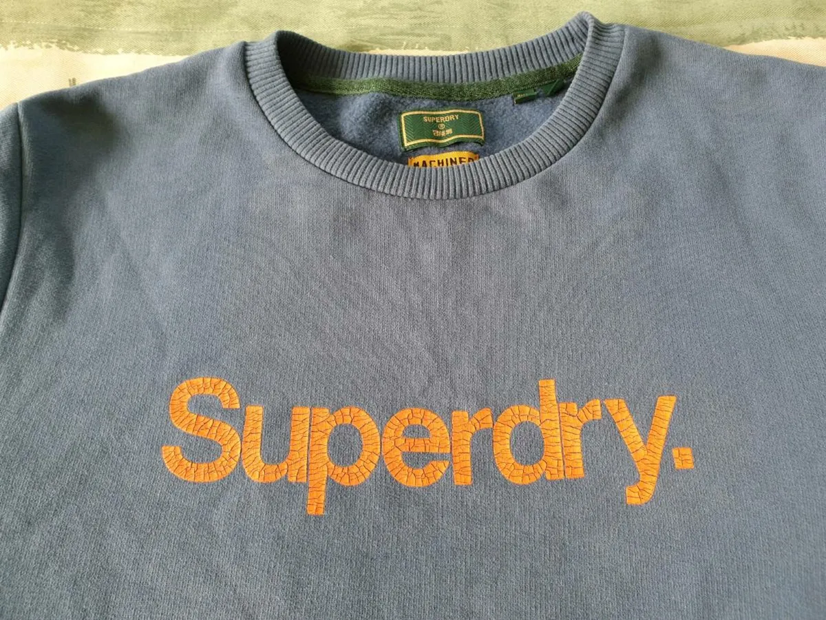 Superdry Brand Logo Sweatshirt Jumper Large Blue - Image 4