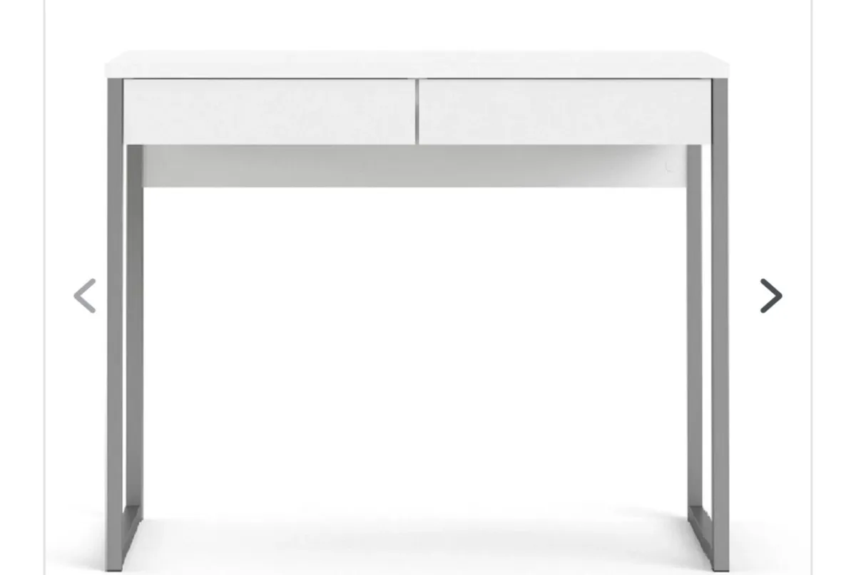 White glossy two drawer desk - Image 2