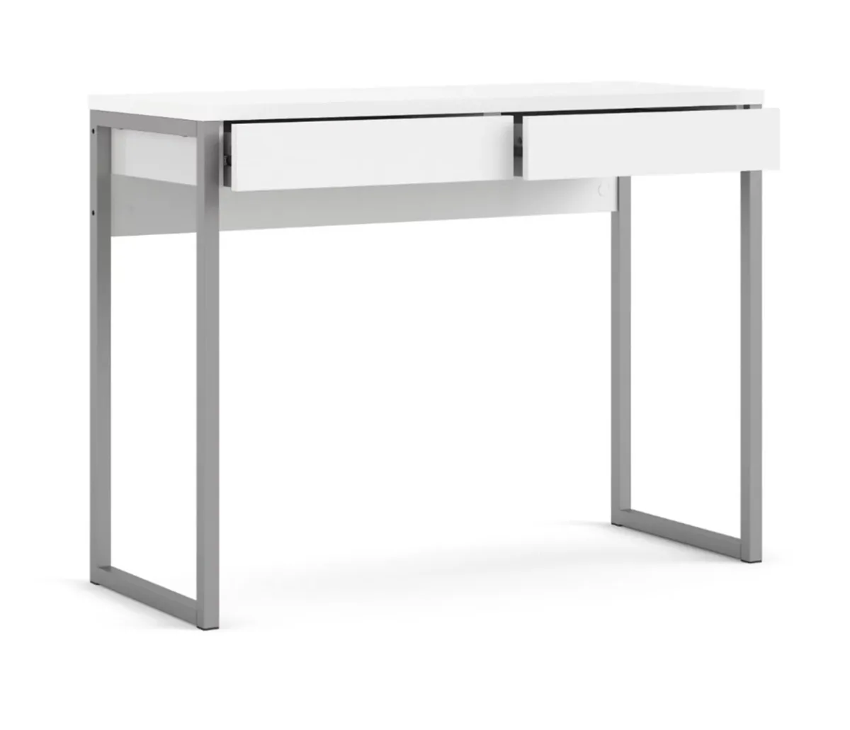 White glossy two drawer desk - Image 3