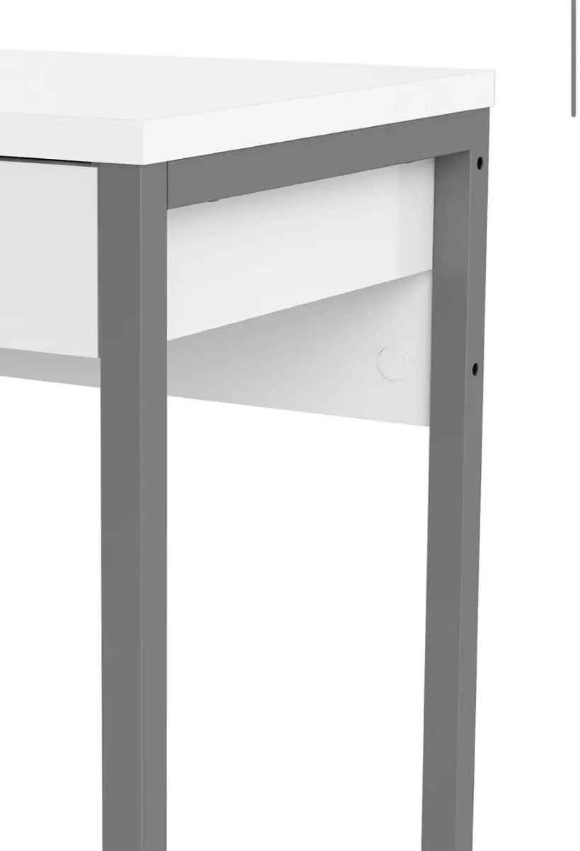 White glossy two drawer desk - Image 4