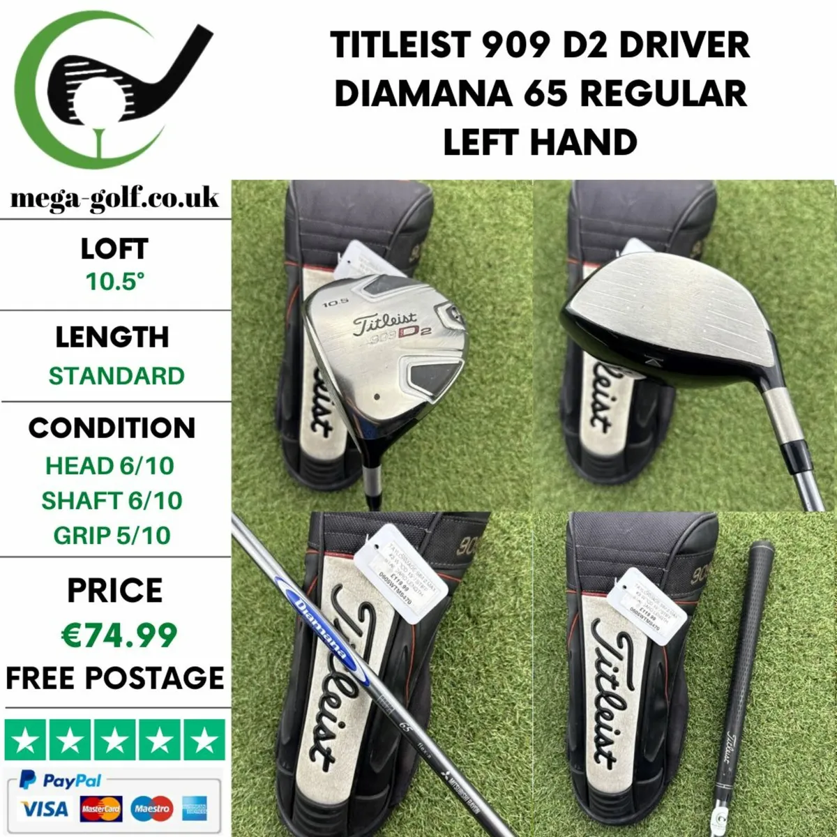 TITLEIST 909 D2 DRIVER / 10.5° /DIAMANA 65 REGULAR - Image 1