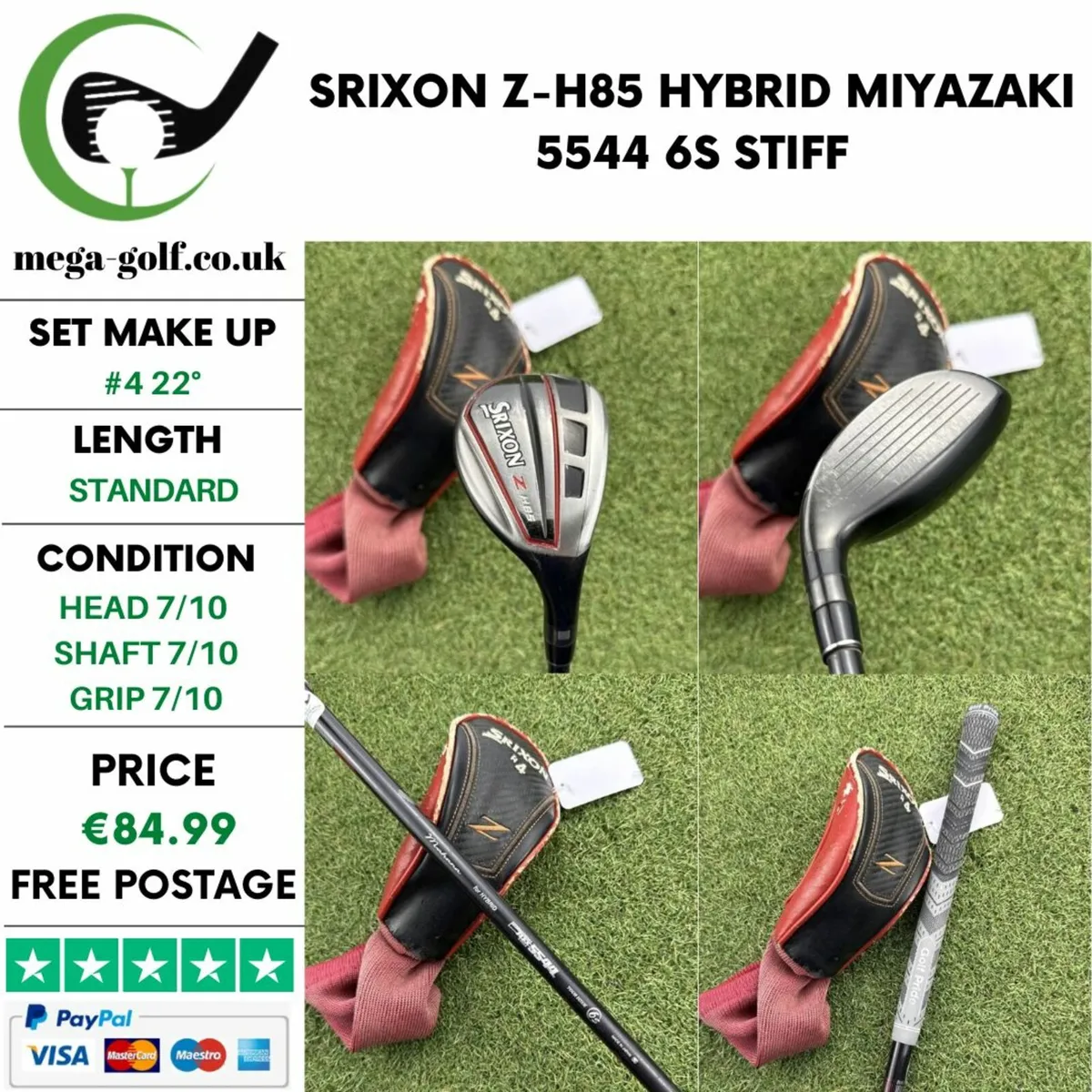 SRIXON Z-H85 #4 22° HYBRID /MIYAZAKI 5544 6S STIFF - Image 1
