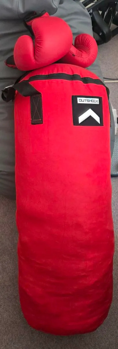 14kg Outshock punching bag with boxing gloves - Image 1