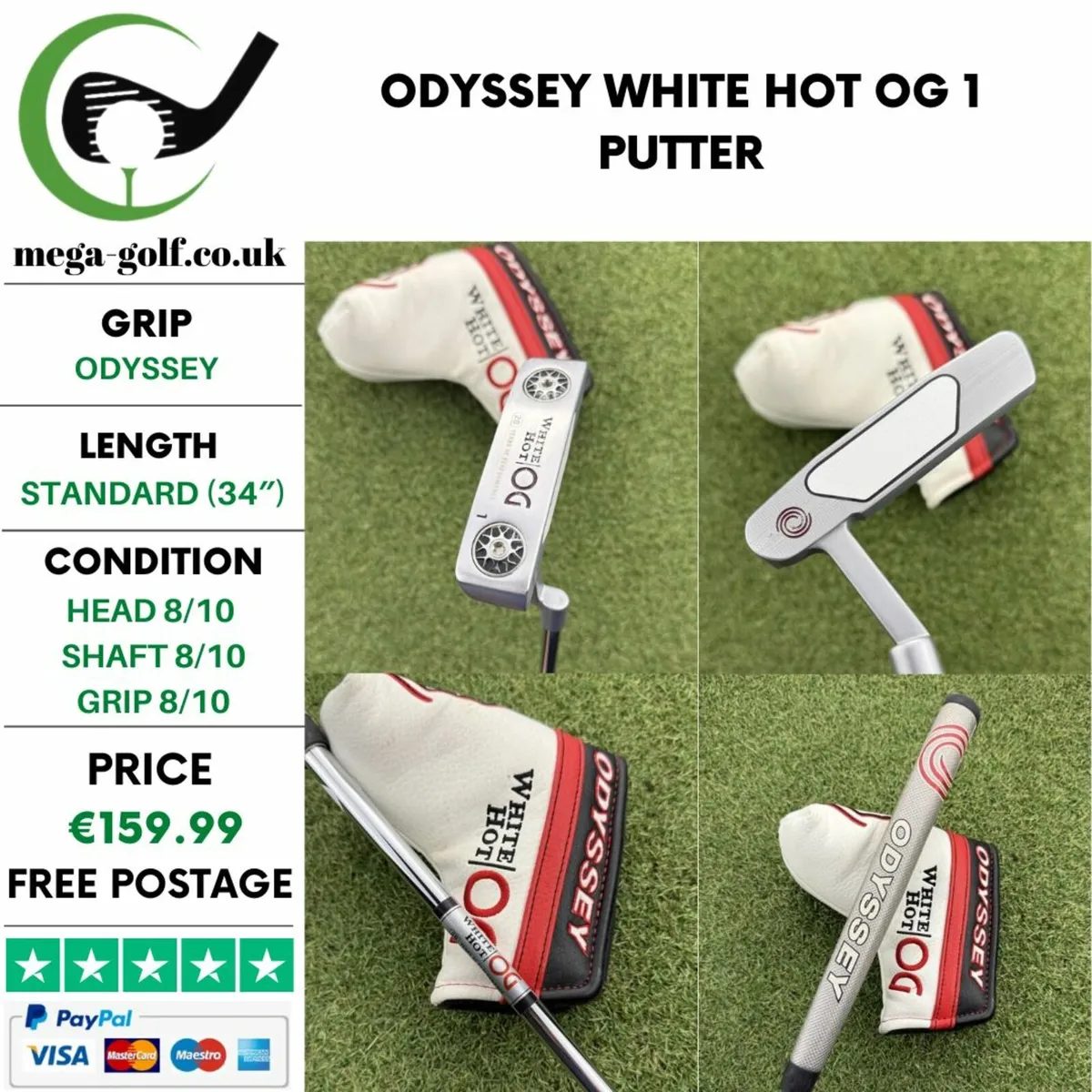 ODYSSEY WHITE HOT OG 1 PUTTER / 34″ - Image 1