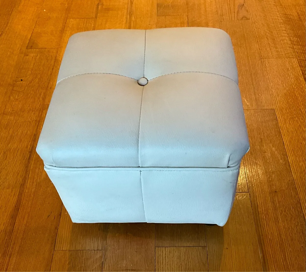 Faux Leather Pouffe - Image 1