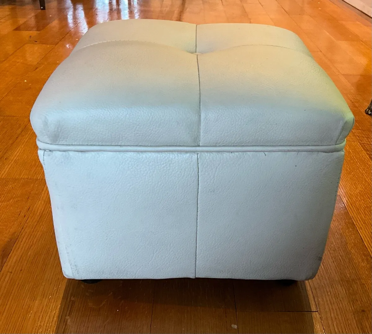 Faux Leather Pouffe - Image 3