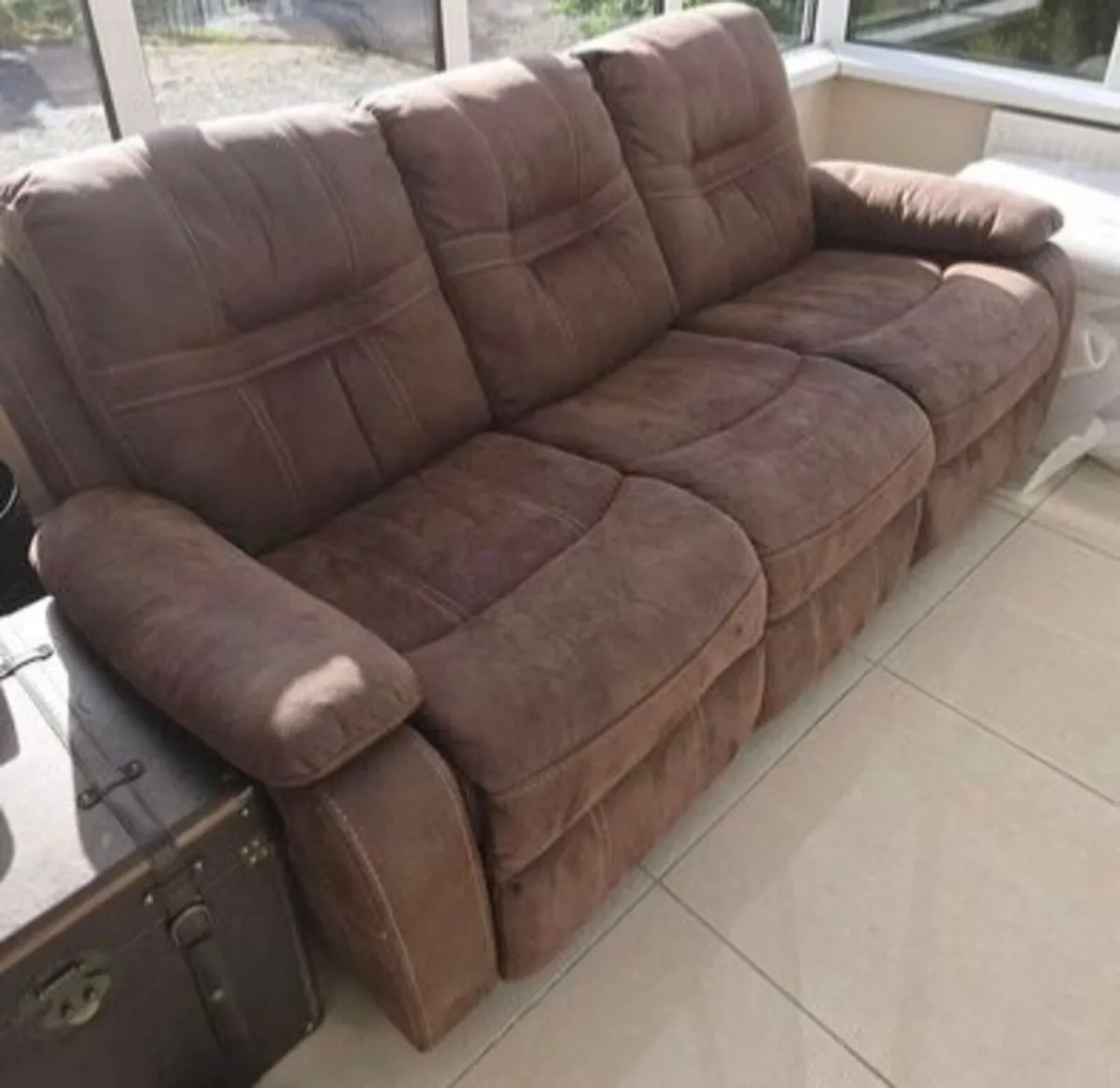 3 Seater Brown Recliner Sofa