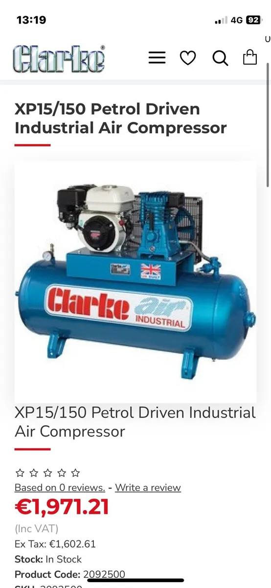 Clarke Honda engine 150L petrol compressor !!! - Image 1
