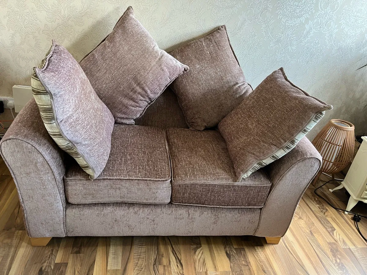 For Sale: Mink Brown Sofa set &Faux Rug - Image 3