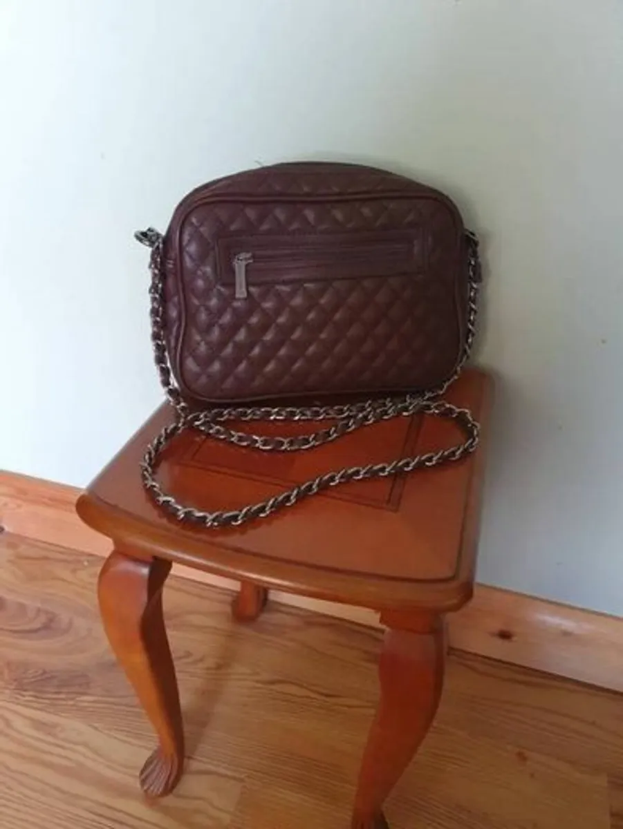 Elegance Brown Faux Leather Cross-Body Quilted Bag - Image 1