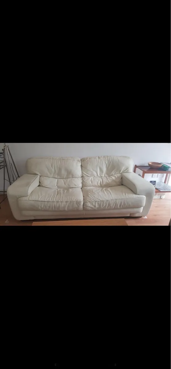 3-Seater Sofitalia Cream Leather Sofa Italian - Image 1