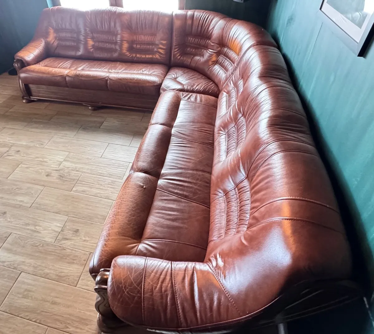 Leather corner sofa bed - Image 2