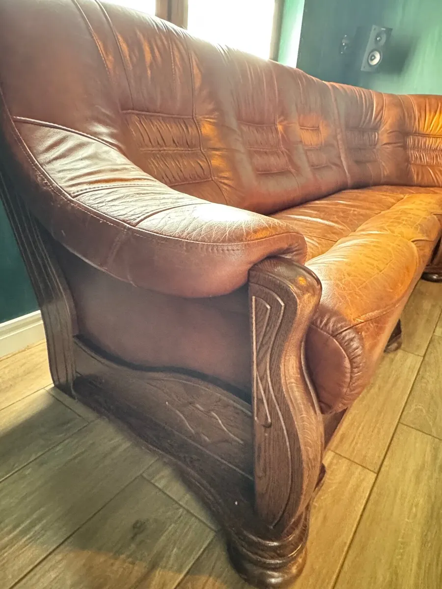 Leather corner sofa bed - Image 4