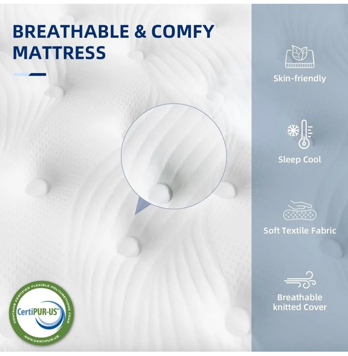 Double Mattress, 4FT6 Hybrid Mattress with Pocket - Image 2