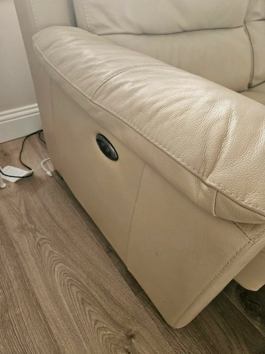 CREAM GENUINE LEATHER SOFA - Image 1
