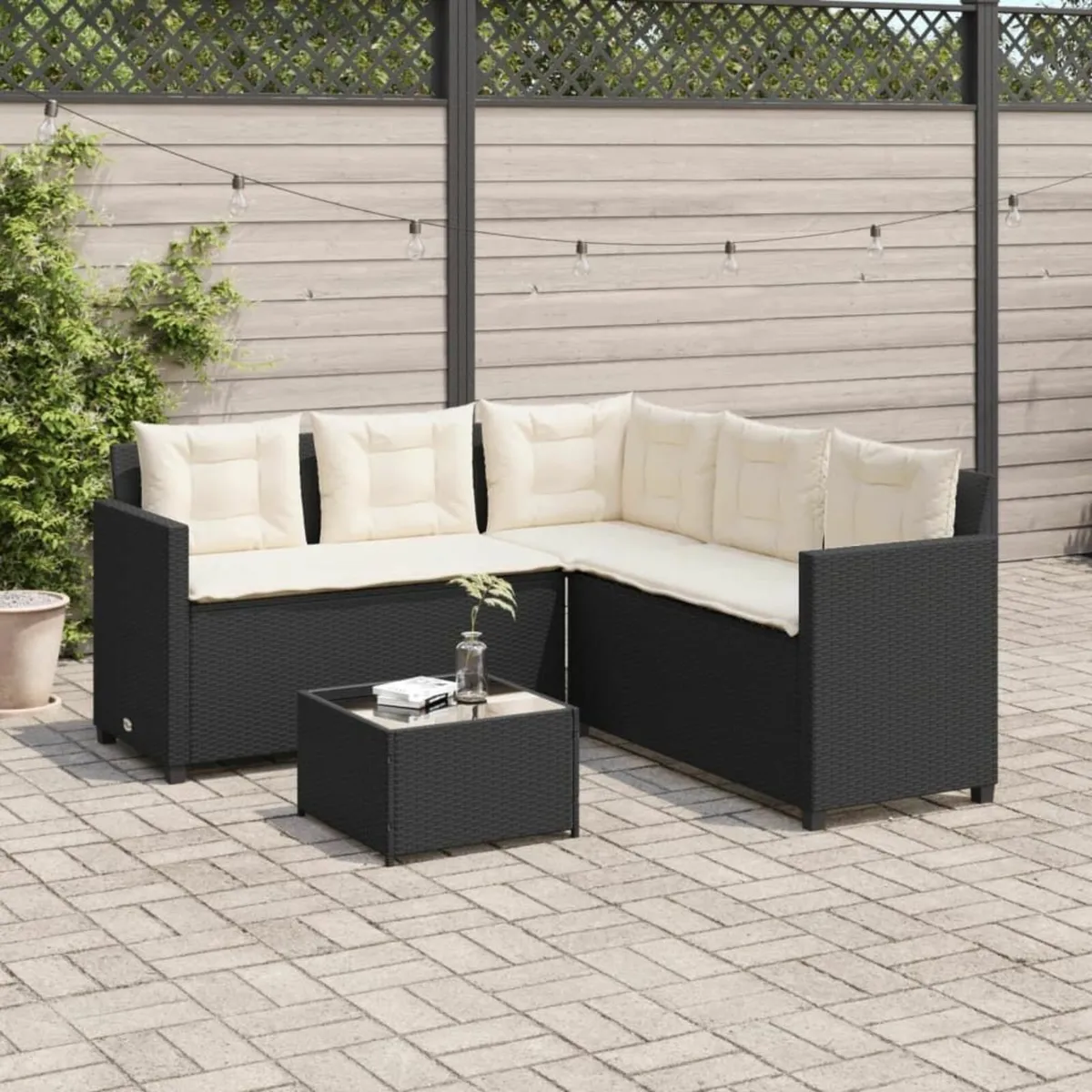 [Free P&P] New Black L-Shaped Garden Sofa + Cushio - Image 1