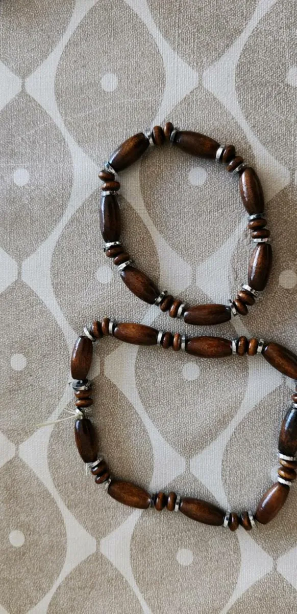 2 beaded wooden bracelets - Image 1