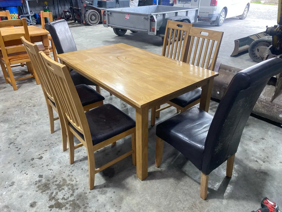 Dining room table and chairs (glass tops) - Image 1