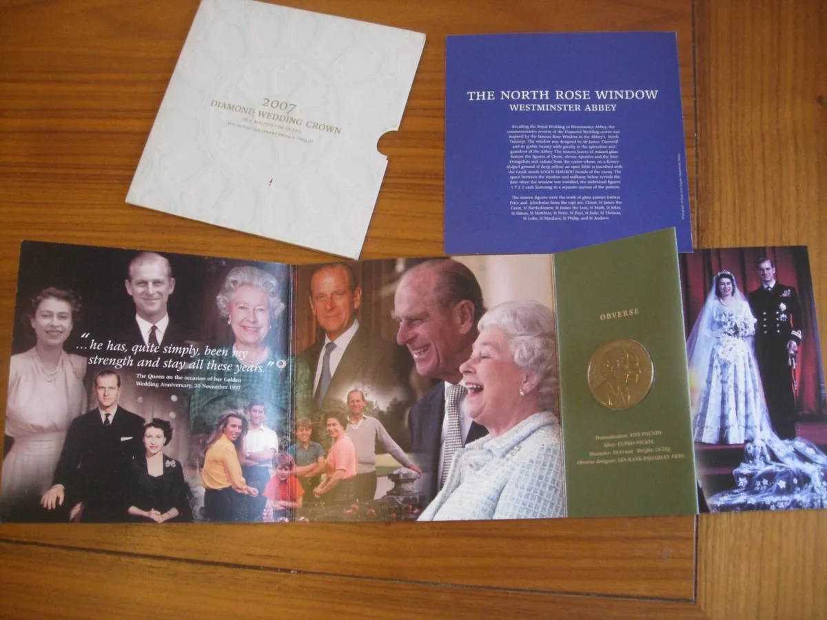 2007 Diamond Wedding Silver proof Crown £5 Coin - Image 1