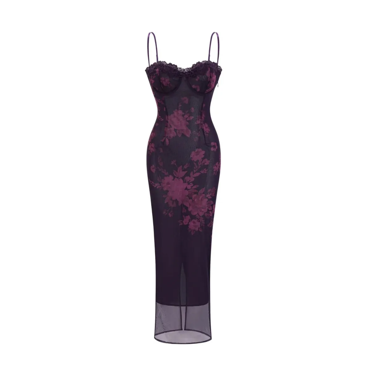 Miss Rosier | Róisín Purple Floral Midi Dress - Image 1