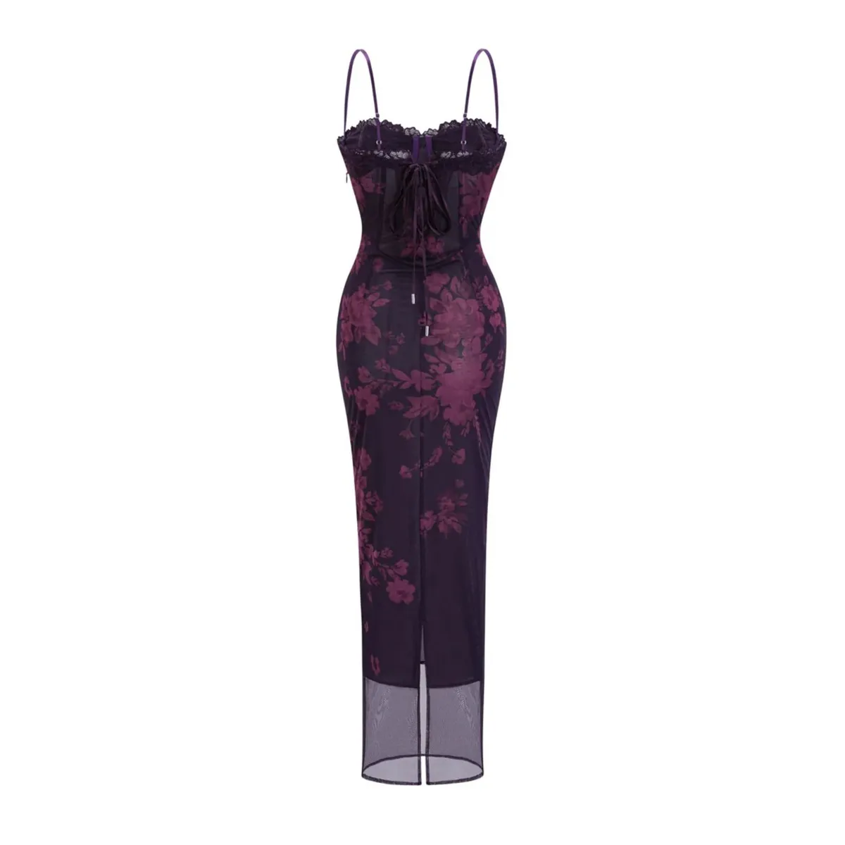 Miss Rosier | Róisín Purple Floral Midi Dress - Image 2