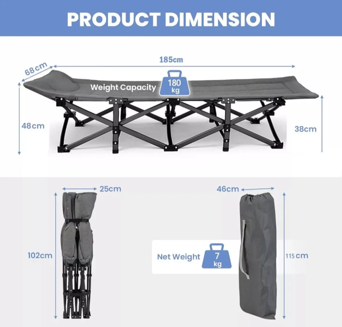Folding Portable Guest / Camping Bed NEW - Image 4