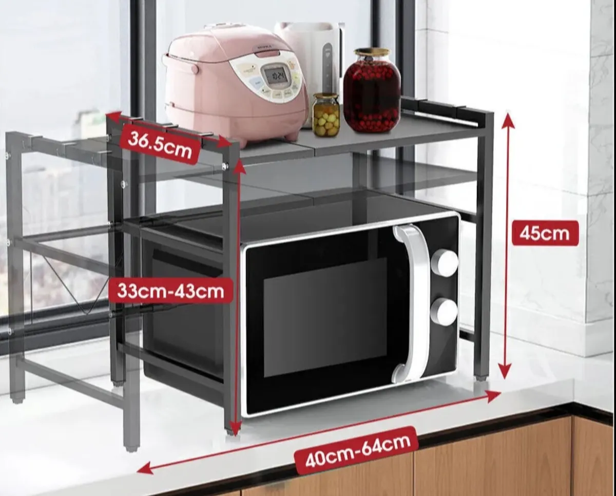 2 Tier Adjustable Kitchen Rack for Microwave NEW - Image 1