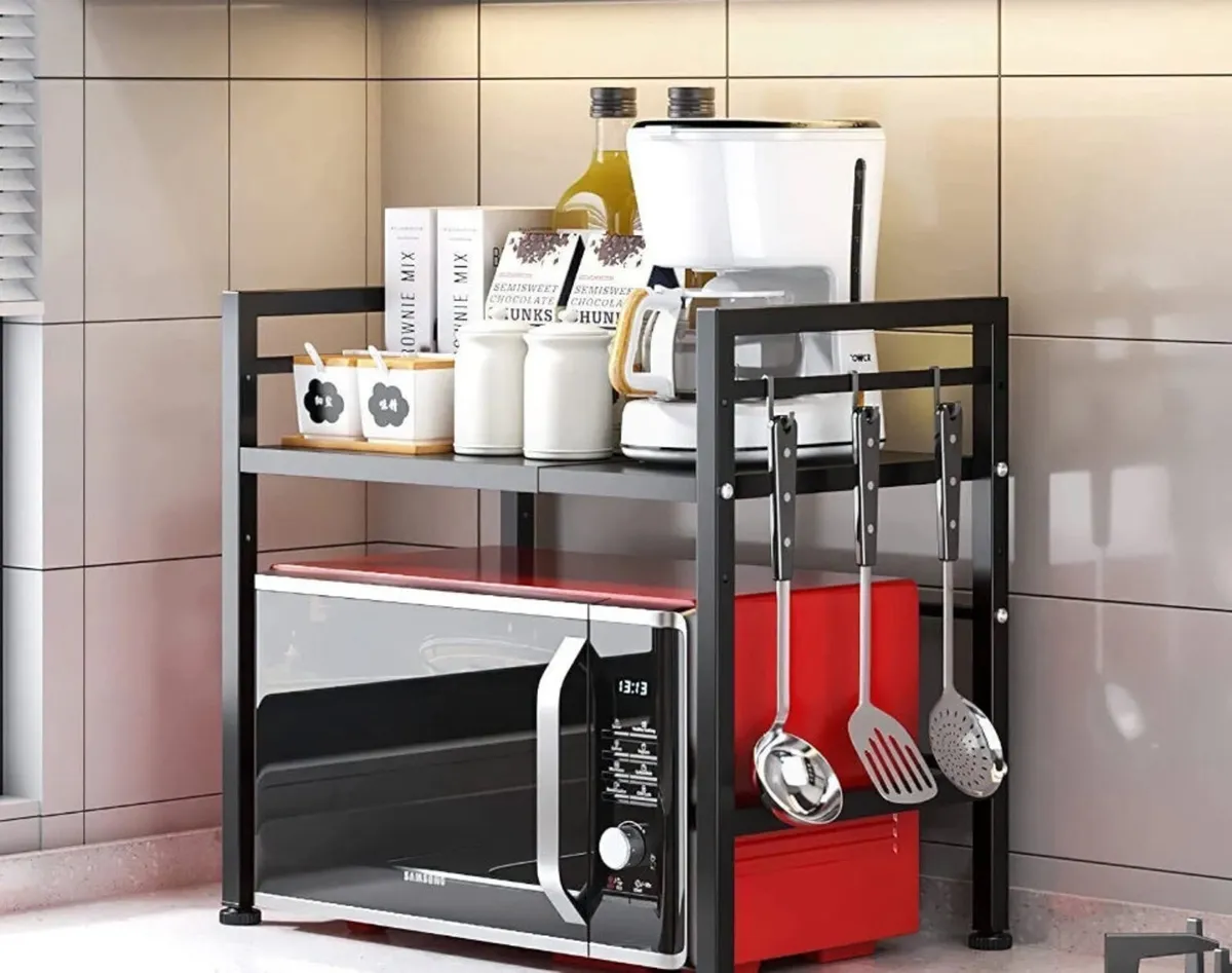2 Tier Adjustable Kitchen Rack for Microwave NEW - Image 3