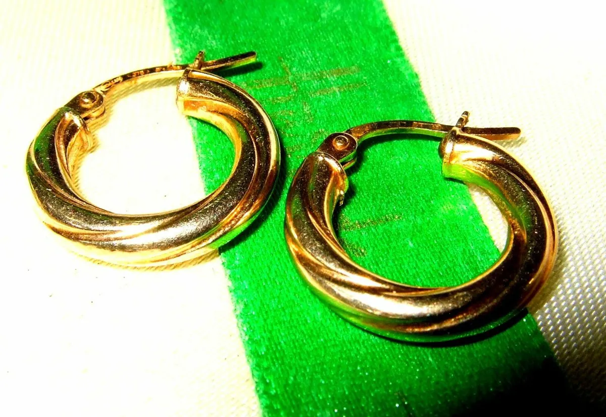 Vintage Hallmarked 9ct Gold Hoops - Image 1