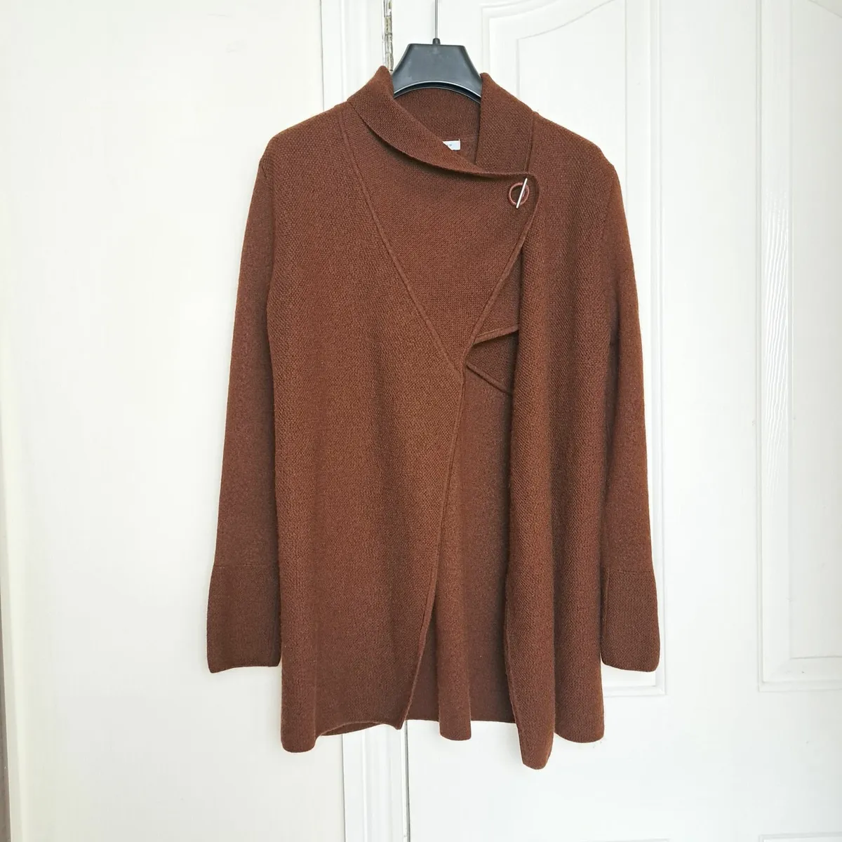 Jigsaw 100% Wool Brown Wrap Cardigan Size M/L - Image 1
