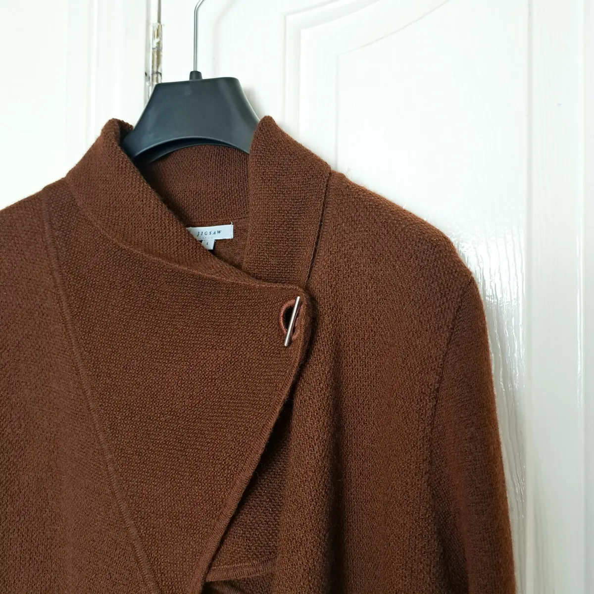 Jigsaw 100% Wool Brown Wrap Cardigan Size M/L - Image 2