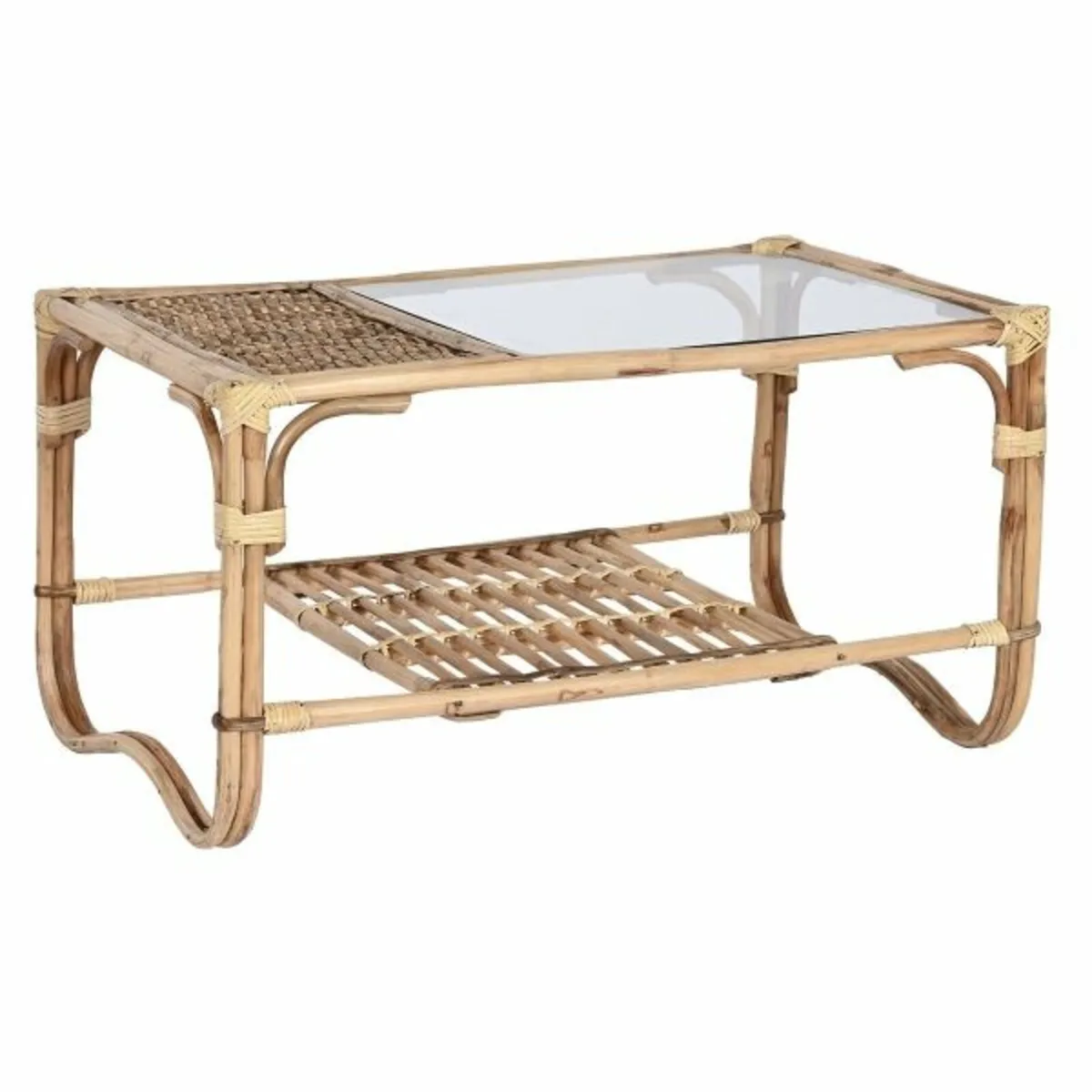 Elegant Natural Bamboo & Rattan Centre Table with - Image 1