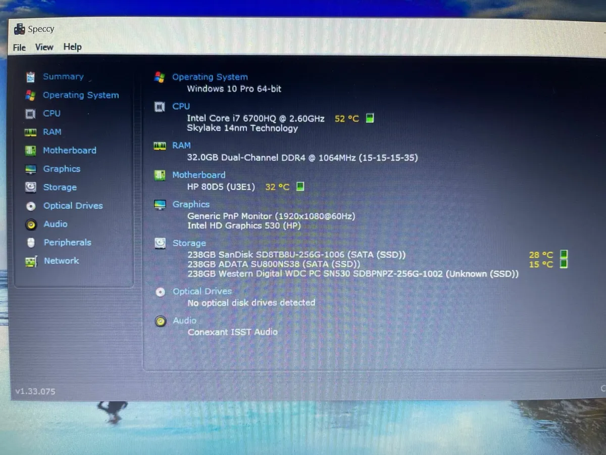 HP Zbook G3-i7 CPU-32GB-3x 256GB SSD's - Image 3