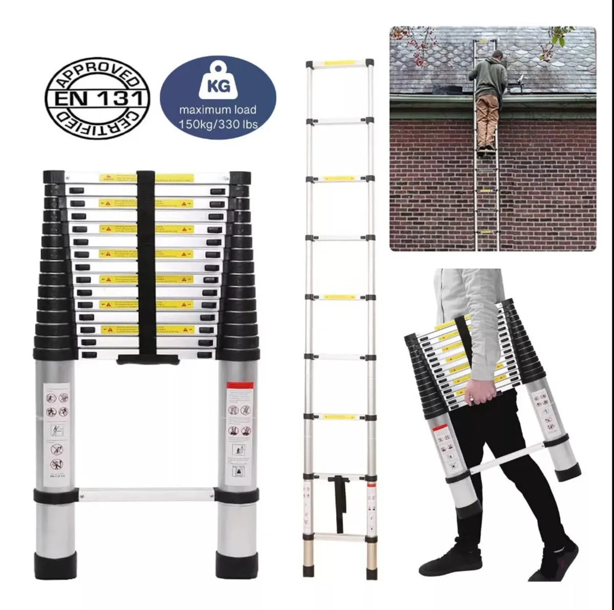 3.8 Metre Telescopic Ladder 12.5ft Aluminium NEW - Image 1