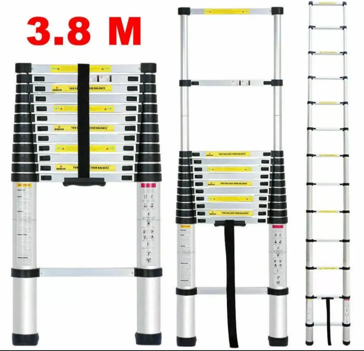 3.8 Metre Telescopic Ladder 12.5ft Aluminium NEW - Image 2