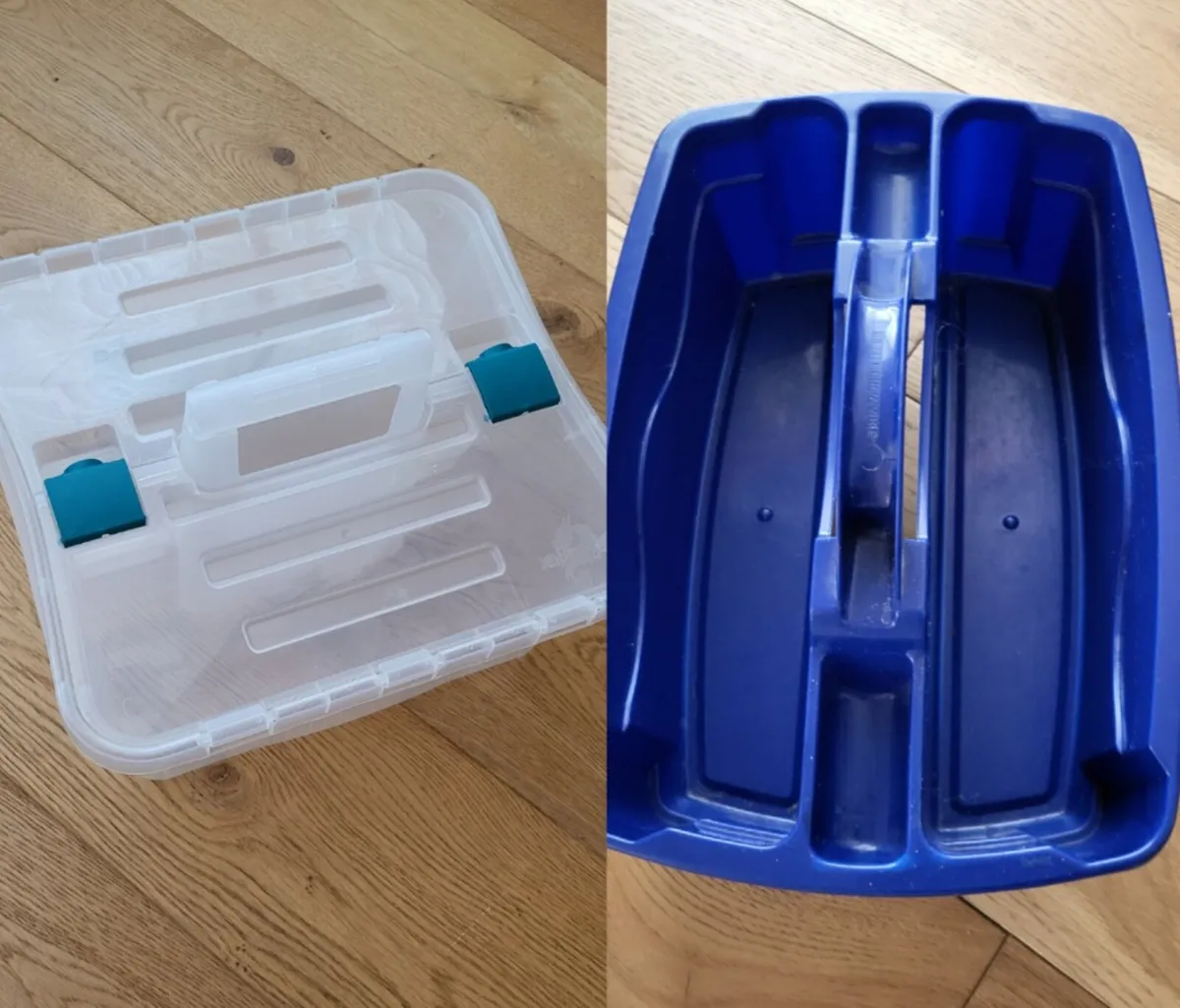2x plastic storage caddies - Image 1