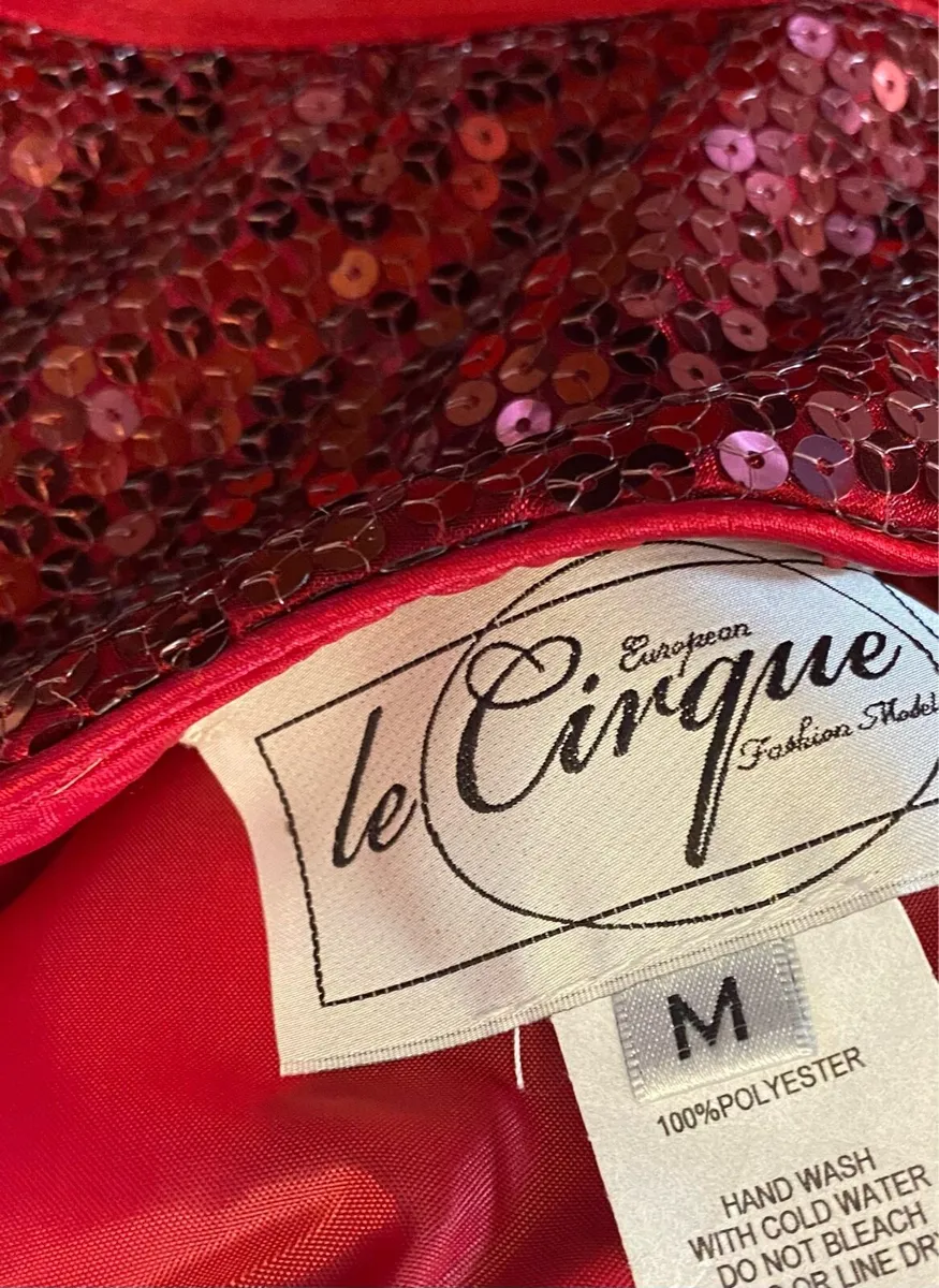 Red occasion dress with sequinned bodice - Image 3