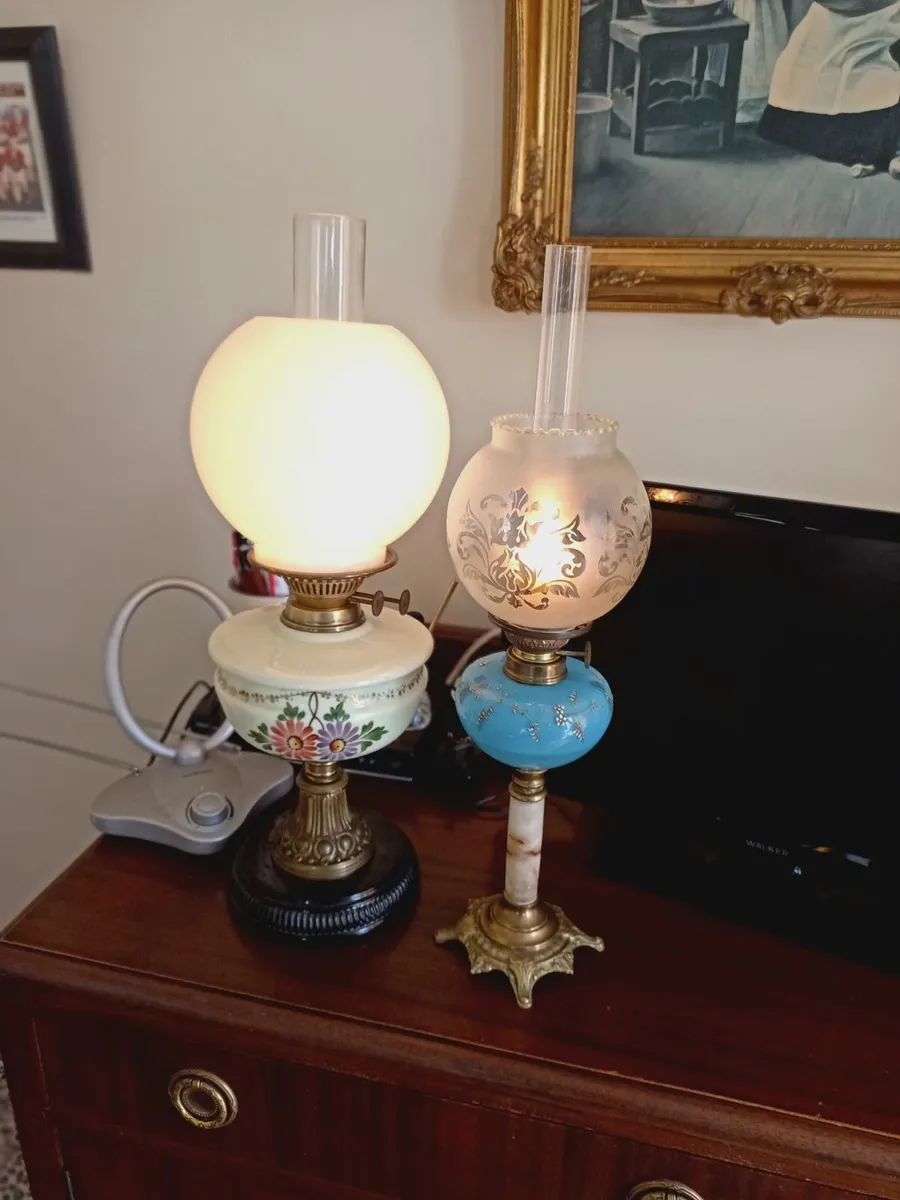 2  Victorian oil lamps - Image 1