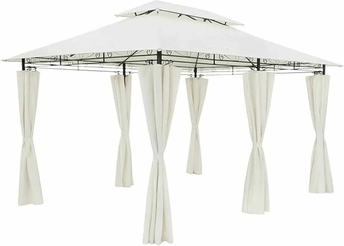Gazebo 3 x 4 m Water-Repellent Metal Garden Stable - Image 1