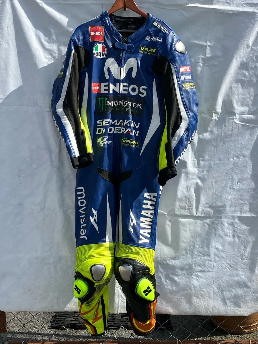 Blue Yamaha Rossi Leather Motorcycle Suit - Image 1