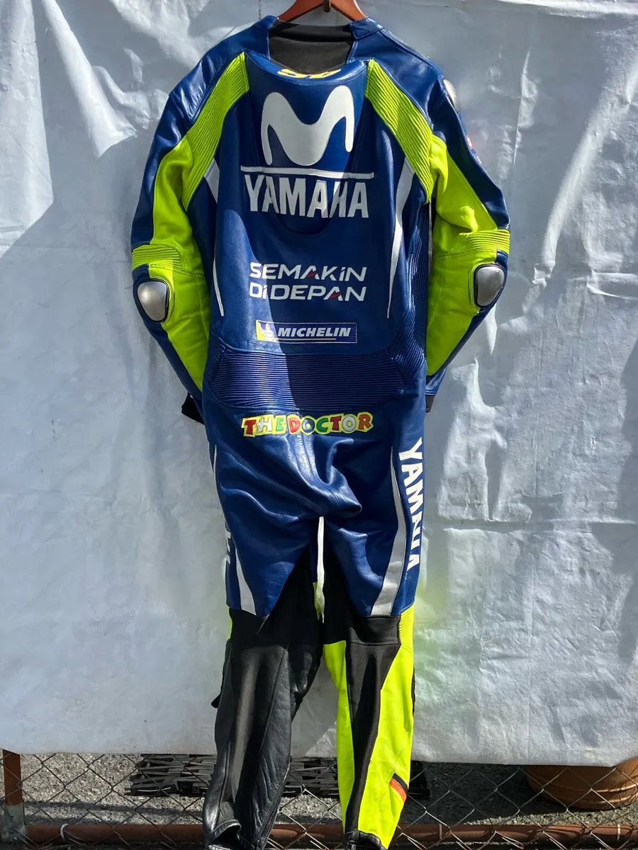 Blue Yamaha Rossi Leather Motorcycle Suit - Image 3