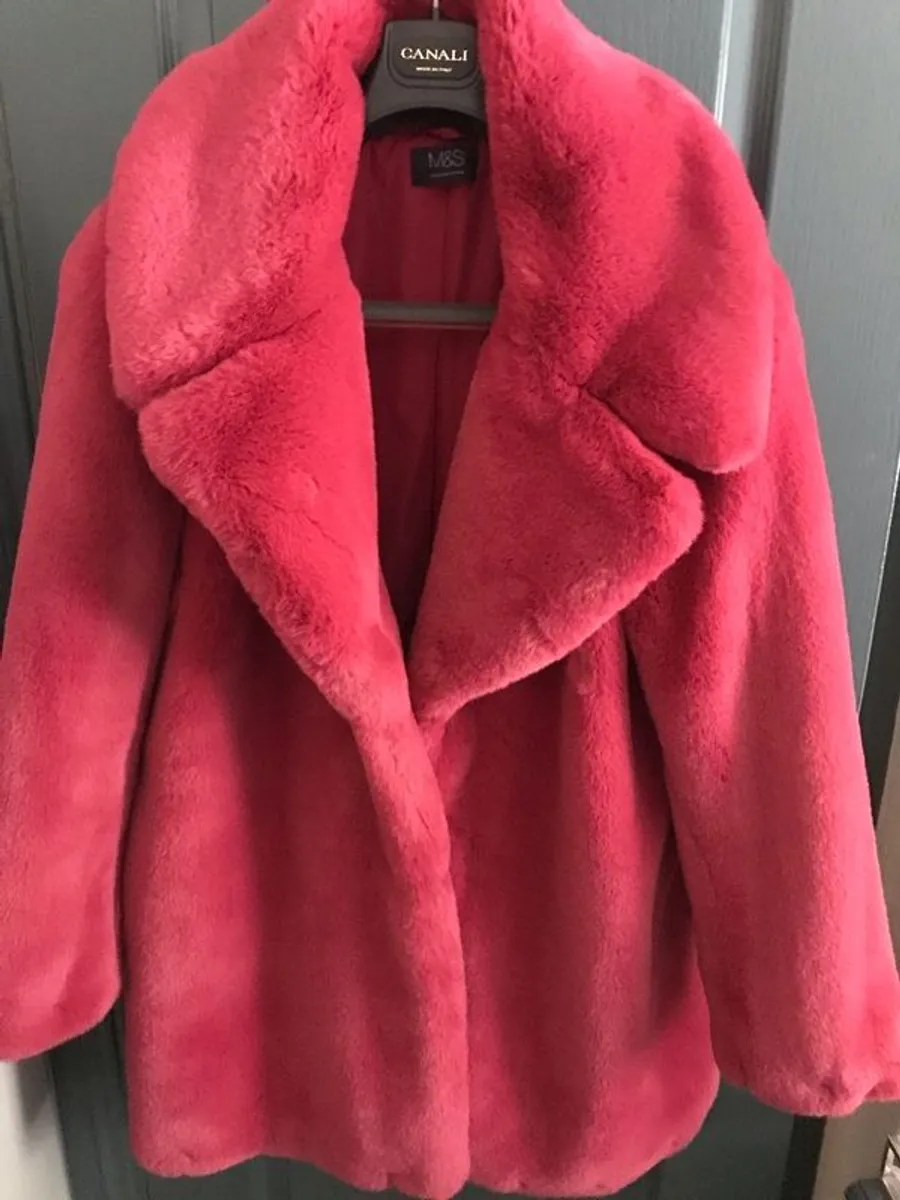 Fun Fur jacket M&S, cerise pink, size 18 - Image 2