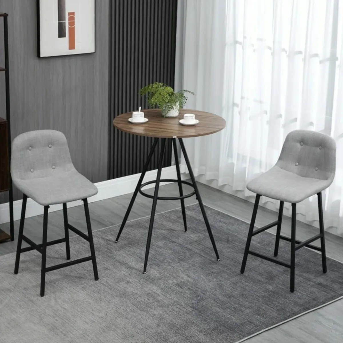 Round Bar Table with Fixed Tabletop and Steel Legs - Image 2