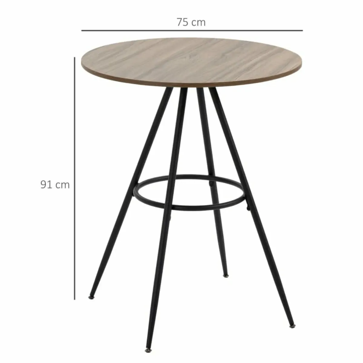 Round Bar Table with Fixed Tabletop and Steel Legs - Image 3