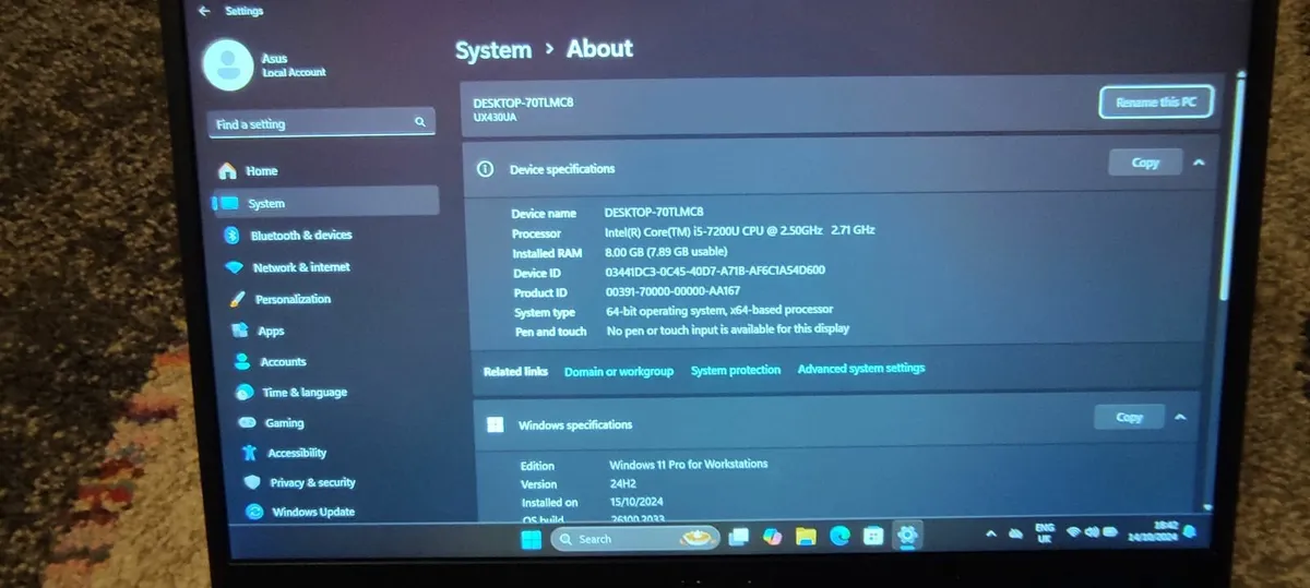 Asus ZenBook Navy Blue i5 256GB SSD - Image 3